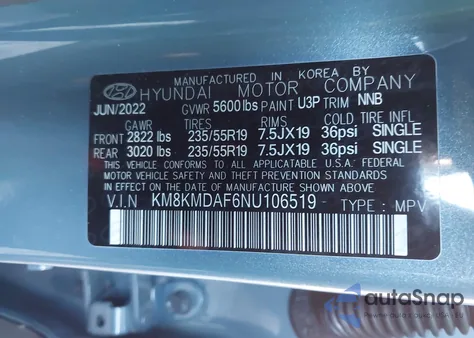 2022 Hyundai Ioniq 5 Se from USA, damaged, VIN KM8KMDAF6NU106519